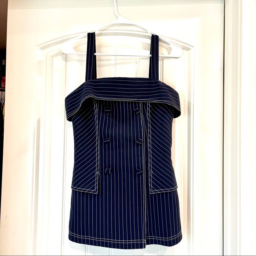 Elliatt Navy Pinstripe Top
